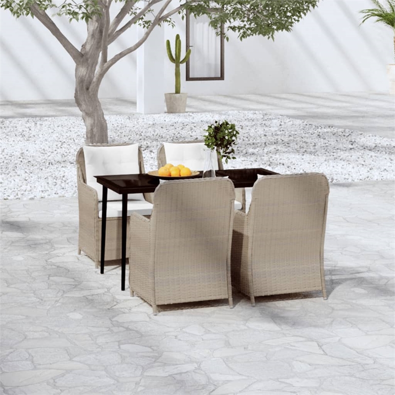 vidaXL Garden Dining Set in Brown/Black/Cream