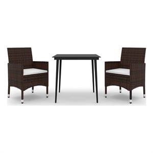 vidaXL PE Rattan Garden Dining Set in Brown