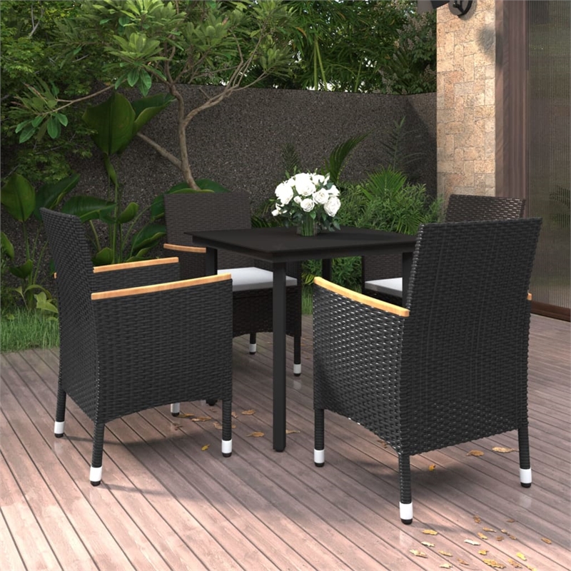 vidaXL Garden Dining Set in Black/Cream White