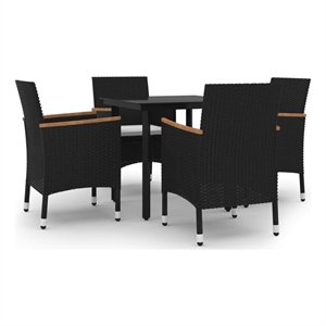 vidaXL Garden Dining Set in Black/Cream White