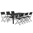 vidaXL Powder-Coated Steel 7 Piece Foldable Garden Dining Set in Grey