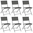 vidaXL Powder-Coated Steel 7 Piece Foldable Garden Dining Set in Grey
