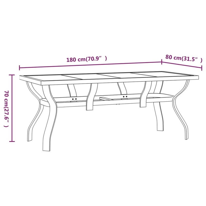 vidaXL Powder-Coated Steel 7 Piece Foldable Garden Dining Set in Grey