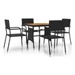 vidaXL PE Rattan/Steel/Solid Acacia Wood Outdoor Dining Set in Black