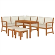 vidaXL Garden Dining Set Cream White/Natural Wood