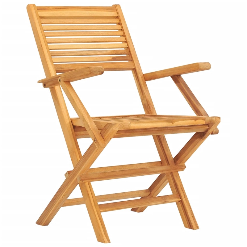 vidaXL Solid Teak Wood Small Foldable Garden Dining Set in Natural
