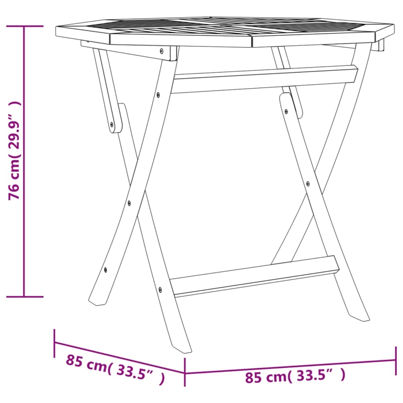 vidaXL Solid Teak Wood Small Foldable Garden Dining Set in Natural