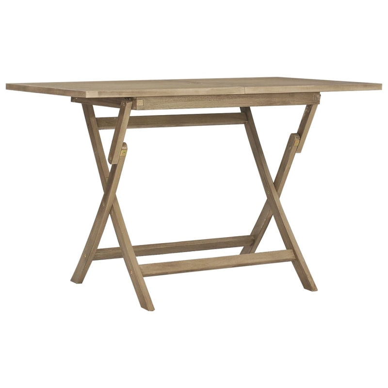 vidaXL Solid Teak Wood Medium Foldable Garden Dining Set in Grey