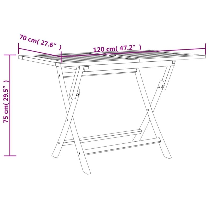 vidaXL Solid Teak Wood Medium Foldable Garden Dining Set in Grey