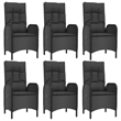 vidaXL Poly Rattan/Acacia Wood/Powder-Coated Steel Garden Dining Set in Black