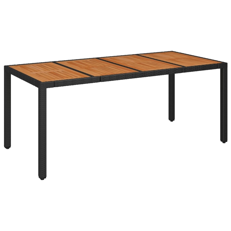 vidaXL Poly Rattan/Acacia Wood/Powder-Coated Steel Garden Dining Set in Black