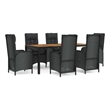 vidaXL Poly Rattan/Acacia Wood/Powder-Coated Steel Garden Dining Set in Black