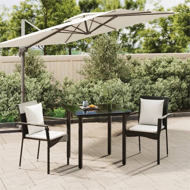 vidaXL Garden Dining Set in Black/Cream White