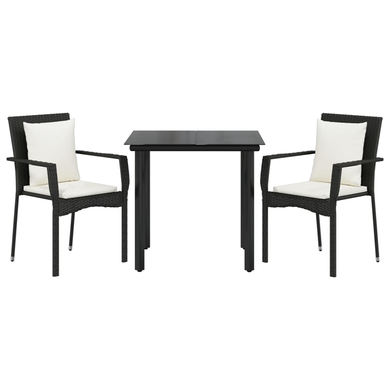 vidaXL Garden Dining Set in Black/Cream White