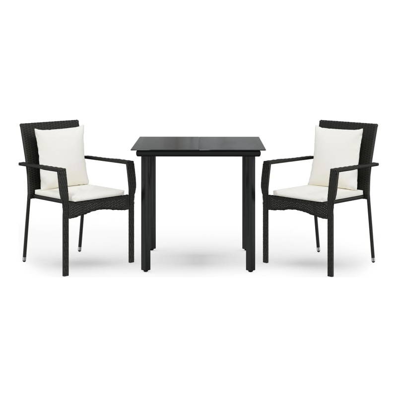 vidaXL Garden Dining Set in Black/Cream White