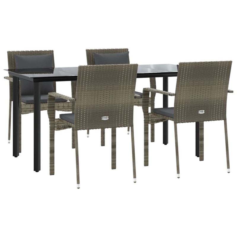 vidaXL Garden Dining Set in Black and in Grey