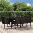 vidaXL Garden Dining Set in Black and Cream White