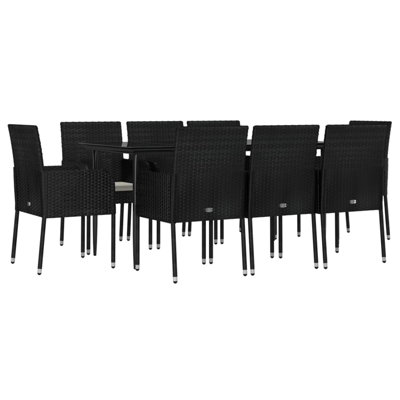 vidaXL Garden Dining Set in Black and Cream White
