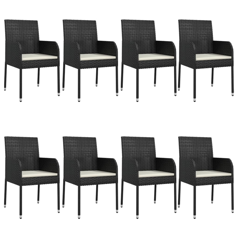 vidaXL Garden Dining Set in Black and Cream White