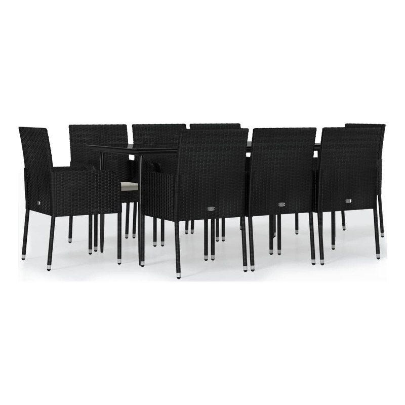 vidaXL Garden Dining Set in Black and Cream White
