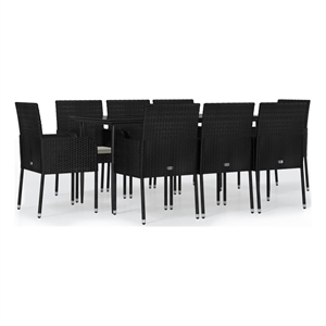 vidaXL Garden Dining Set in Black and Cream White