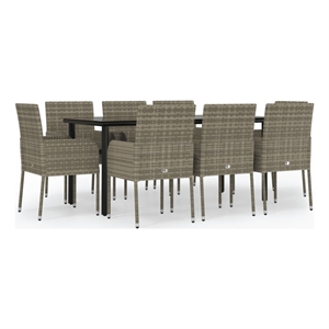 vidaXL PE Rattan 9 Piece Set Modular Garden Dining Set in Black