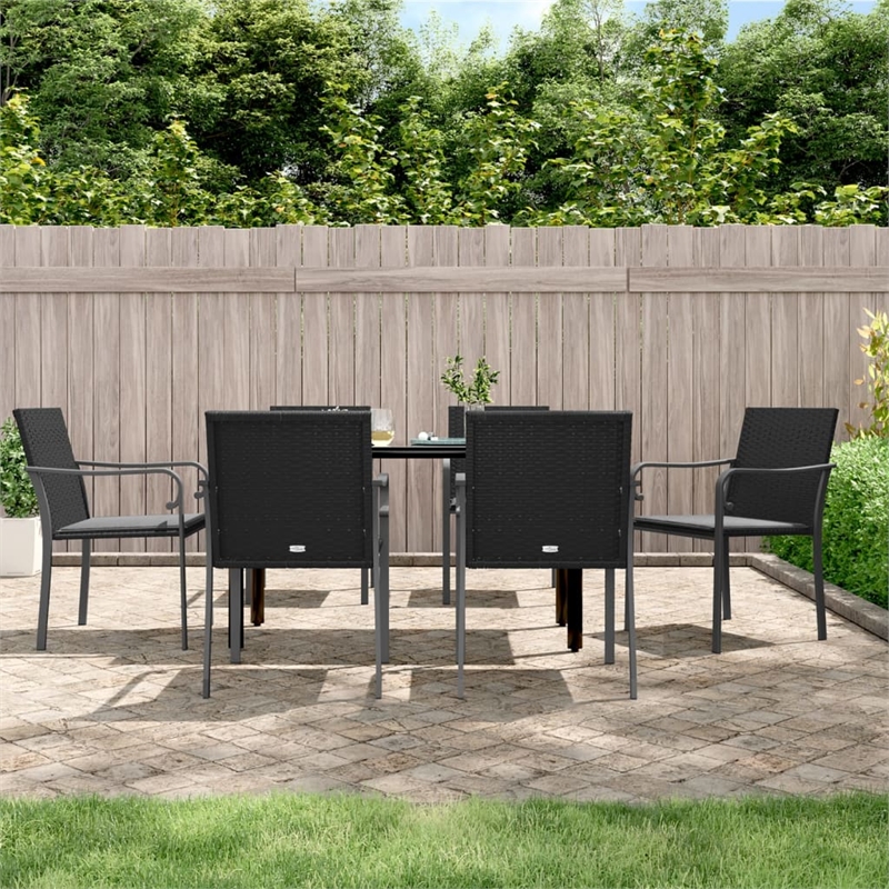 vidaXL Garden Dining Set in Black/Dark Grey