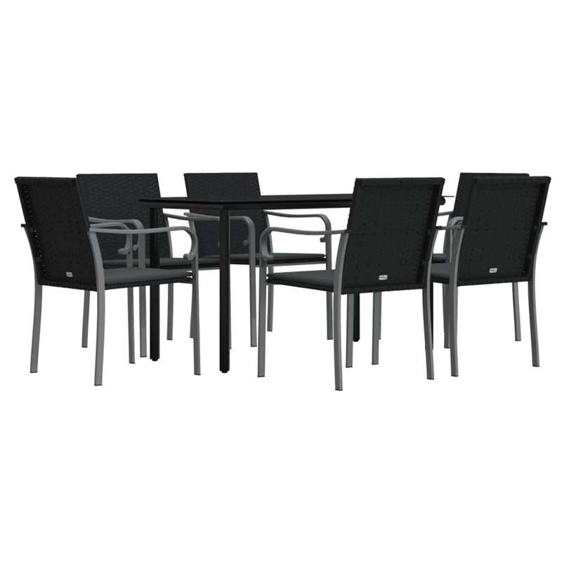 vidaXL Garden Dining Set in Black/Dark Grey