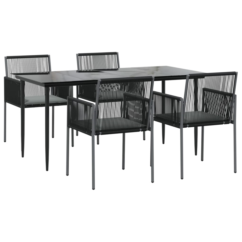 vidaXL Garden Dining Set in Black/Light in Grey