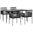 vidaXL Garden Dining Set in Black/Light in Grey