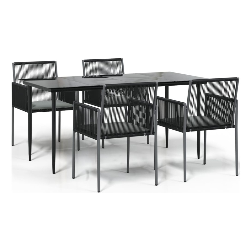 vidaXL Garden Dining Set in Black/Light in Grey