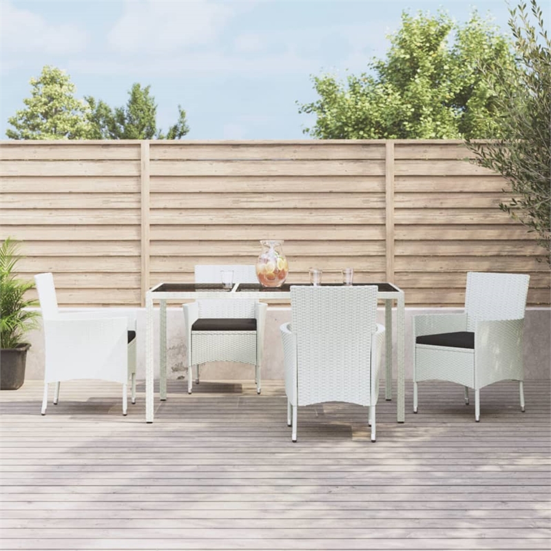 vidaXL Patio Dining Set White/Black - Set of 4
