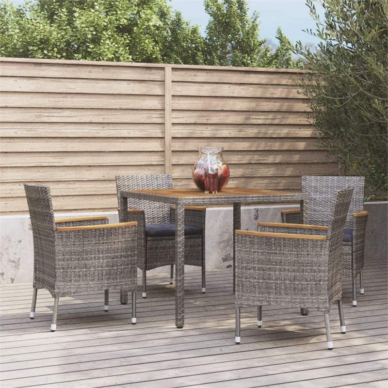 vidaXL Patio Dining Set in Gray - Set of 4
