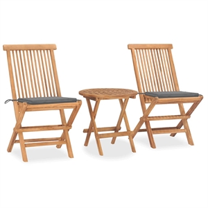 vidaXL Fine Sanded Teak Hardwood Compact Outdoor Dining Set Natural
