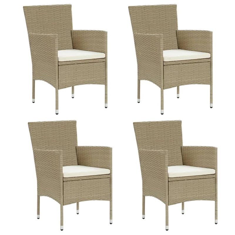 vidaXL Poly Rattan Lightweight Rectangular Dining Set in Beige