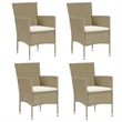 vidaXL Poly Rattan Lightweight Rectangular Dining Set in Beige