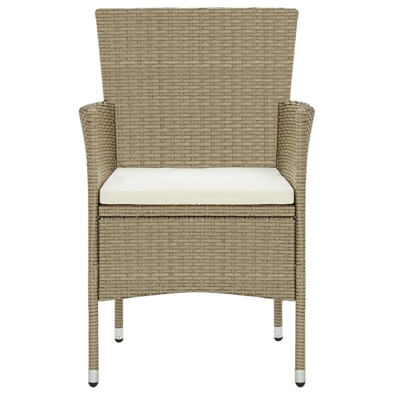 vidaXL Poly Rattan Lightweight Rectangular Dining Set in Beige