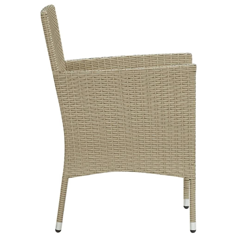 vidaXL Poly Rattan Lightweight Rectangular Dining Set in Beige