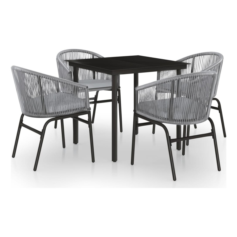 vidaXL 4 Piece Garden Dining Set in Black/Grey