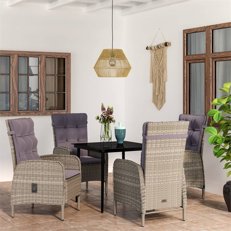 vidaXL Garden Dining Set in Grey and in Black