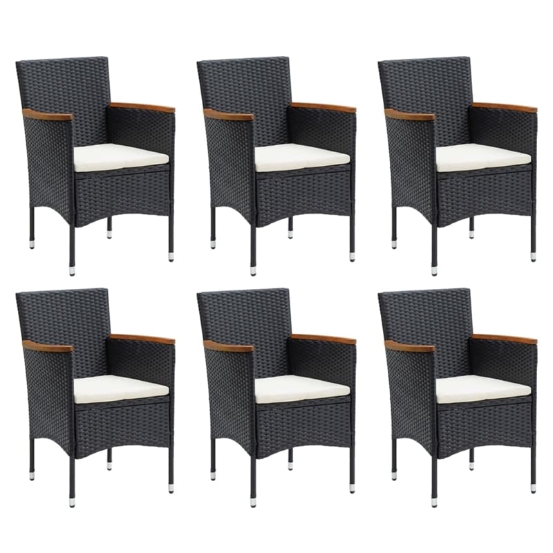 vidaXL PE Rattan 7 Piece Set Garden Dining Set in Black