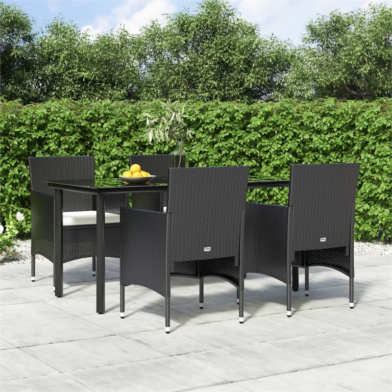vidaXL Garden Dining Set in Black/Cream White