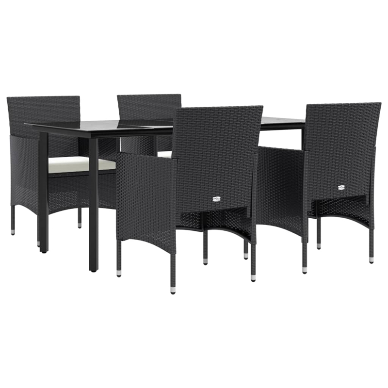 vidaXL Garden Dining Set in Black/Cream White