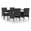 vidaXL Garden Dining Set in Black/Cream White