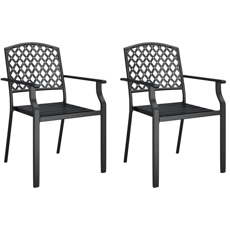 vidaXL 3 Piece Powder-Coated Steel Garden Dining Set in Anthracite