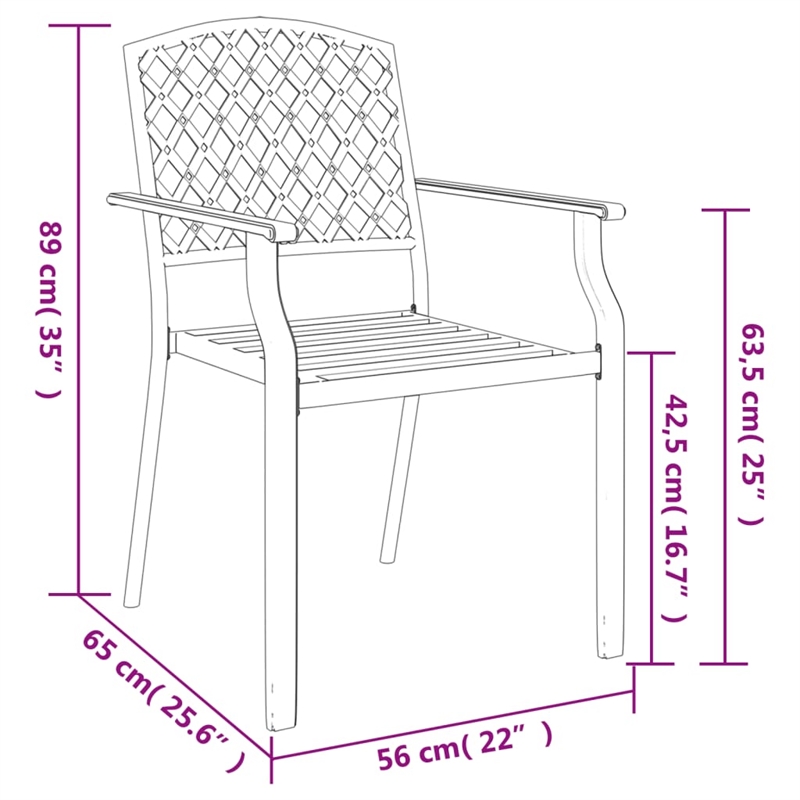 vidaXL 3 Piece Powder-Coated Steel Garden Dining Set in Anthracite