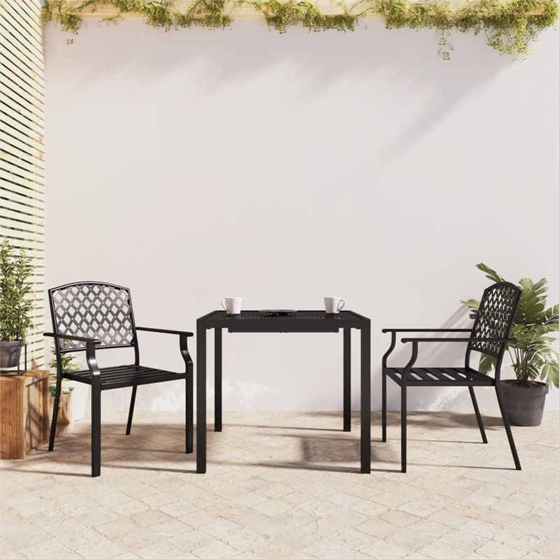 vidaXL 3 Piece Powder-Coated Steel Garden Dining Set in Anthracite