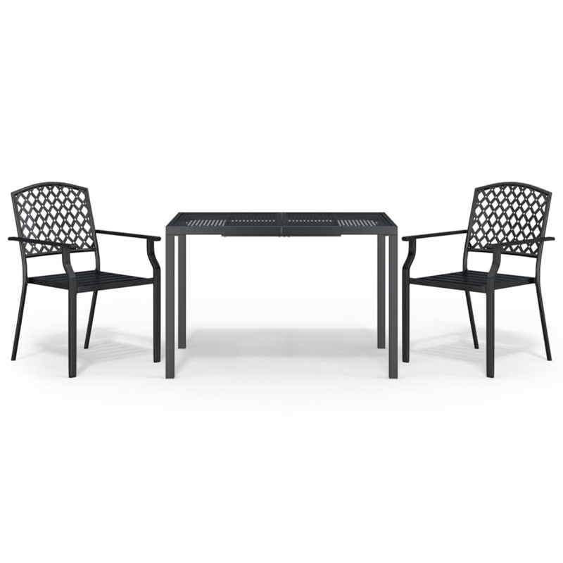 vidaXL 3 Piece Steel Garden Dining Set in Anthracite