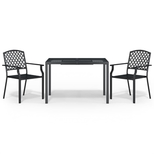 vidaXL 3 Piece Steel Garden Dining Set in Anthracite