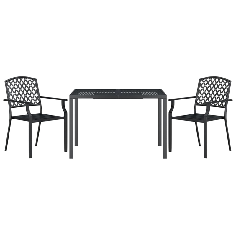 vidaXL 3 Piece Steel Garden Dining Set in Anthracite